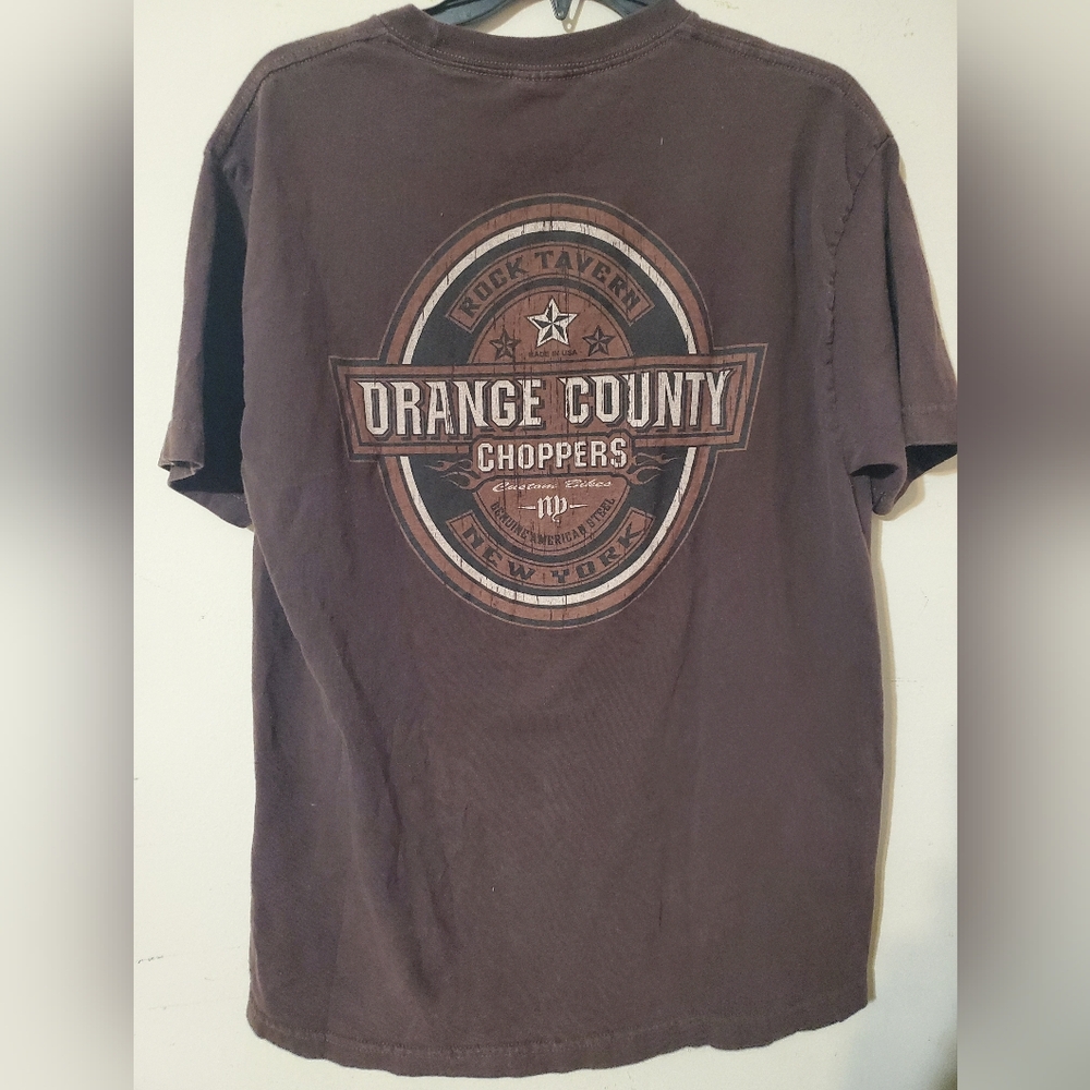 Y2k Orange County Choppers NY Short Sleeve Shirt Paint Spots Vintage Graphic Tee